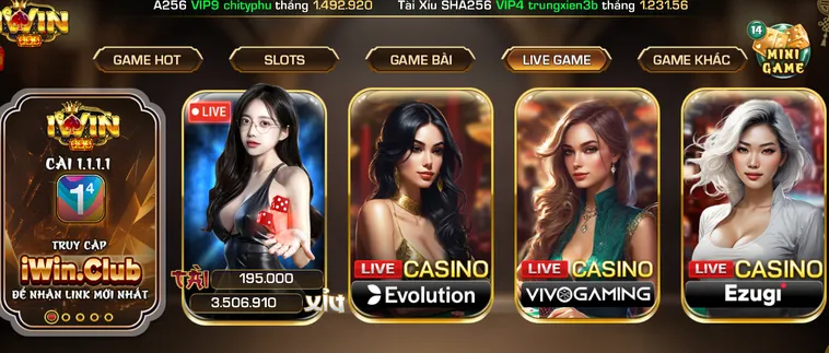 LiveStream Casino iWin Club Sòng Bài Trực Tuyến Đẳng Cấp Với Dealer Xinh Đẹp Năm 2026