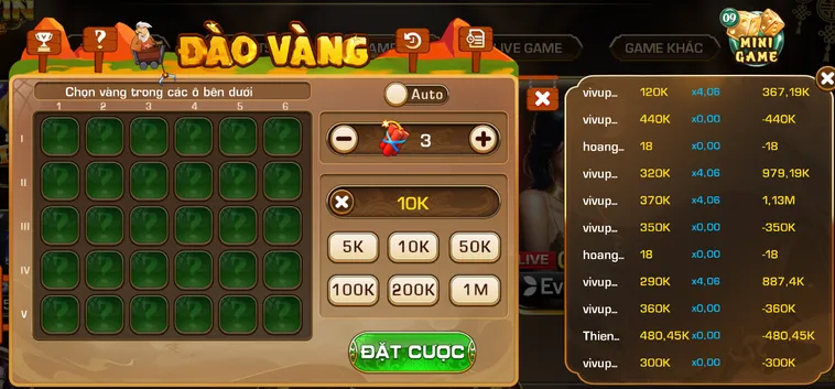 Minigame Đào Vàng tại iWin Club Trải Nghiệm Săn Vàng Và Quà Tặng Hấp Dẫn