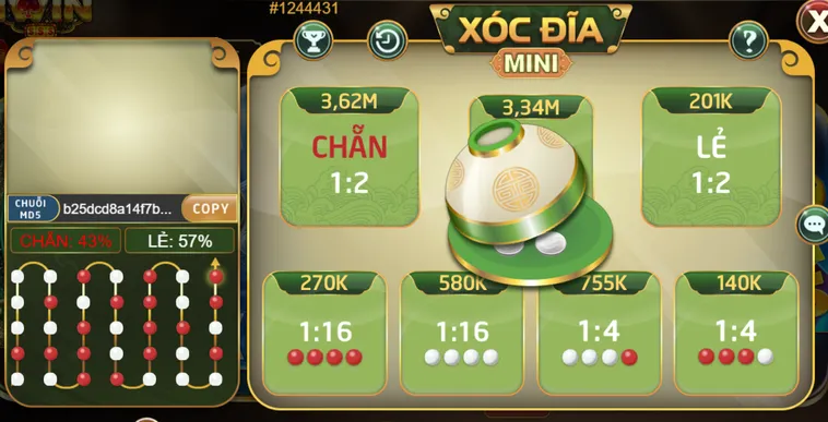 Xóc đĩa Mini tại iWin Club Sảnh Cược Chẵn Lẻ Tốc Độ Và Thưởng Lớn
